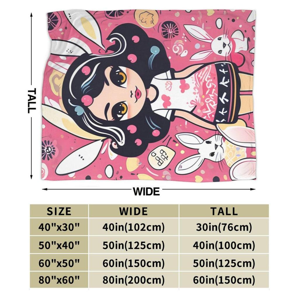 Bunny GirlSherpa Blanket Warm Blankets for Sunmer Super Soft Fuzzy Flannel  Like Reversible Velvet Plush Couch Blanket Lightweight