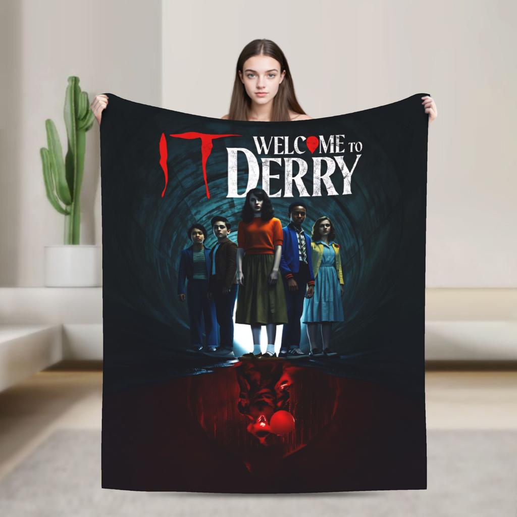 IT Welcome To The Derry 2025 Flannel Blankets Soft Throw Blanket for Bedroom Travel Office Novelty Bedspread Sofa Bed Cover
