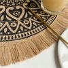 Vintage Pastorale Runde Bomuldslinned Bordskånere Håndvævede Jute Kvæster Bordskånere Bløde Skridsikre Bordunderlag Vaser Måtter Tilbehør
