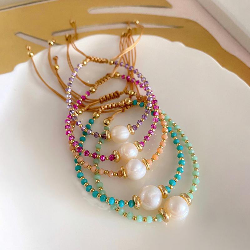 Faceted  Beaded Bracelet For Women  Natural Pearl Bracelets Jewelry Pulseras Femme Y2K Accessories