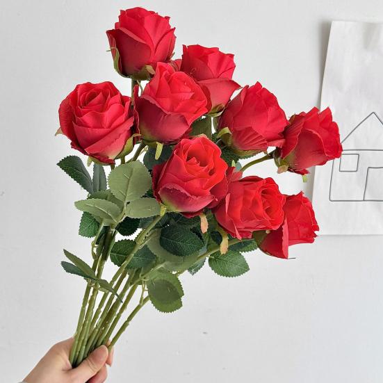 Artificial Rose Flower, Long Stem Fake Silk Roses for DIY Bridal Bouquet, Wedding Party Centerpiece, Home Table Decor