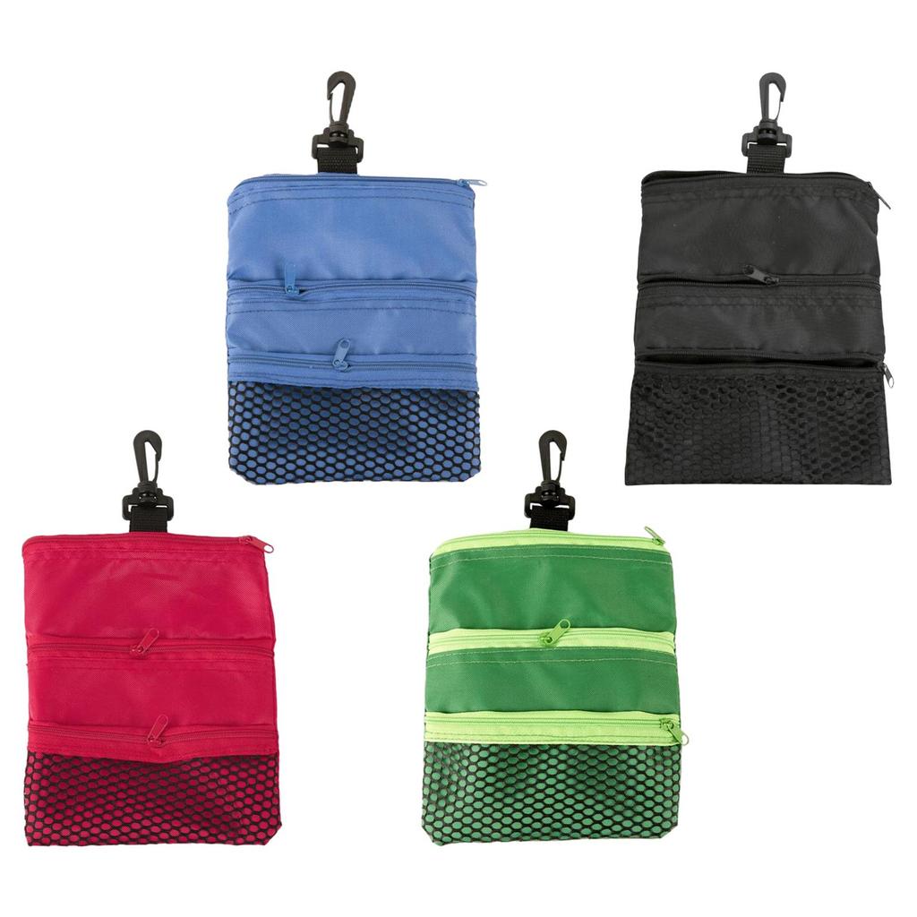 Portable Golf Ball Bag with Hooks Mini Storage Bag Golf Tee Holder with Zipper for Outdoor Sports Golfer Gift Golf Equipment