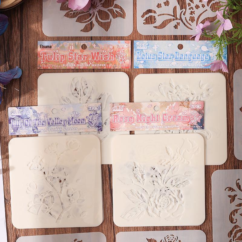 Yuezhen Floral Whisper Handwritten Newspaper Template: Hollow Floral Design Painting Template