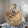 Trendy Boho Woven Straw Shoulder Bag Large Capacity Tassel Decor Beach Daily Bag