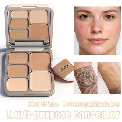 5 Color Concealer Palette, Cream Contour, Multi-use Makeup Palette for Covering Dark Circles Blemishes, Long Lasting Non-Creasing Makeup for Beginners