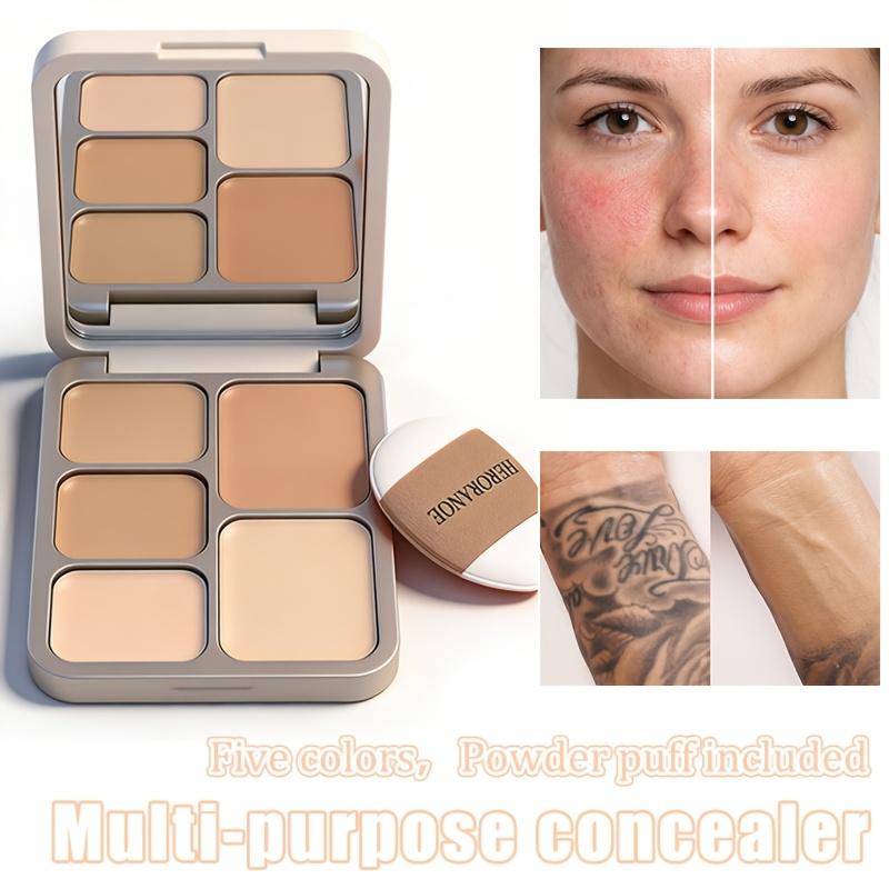 5 Color Concealer Palette, Cream Contour, Multi-use Makeup Palette for Covering Dark Circles Blemishes, Long Lasting Non-Creasing Makeup for Beginners