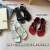 Square Head Roman Sandals Women's Summer 2025 New Soft-soled Flats Thin Straps Cross Straps with Skirt Toes