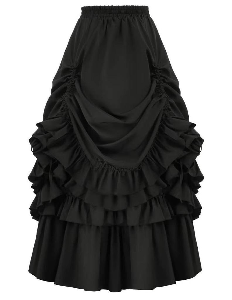 2024 Autumn Retro Gothic Victorian Irregular Adjustable Midi Skirt