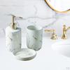Badezimmer-Accessoire-Set KERAMIK Marmoroptik Spender Seifenschale