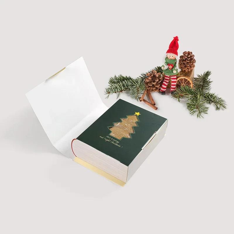 5Pcs Merry Christmas Candy Boxes Creative Book Shape Xmas Gift Packing Box Bag Party Cookie box Navidad New Year Gift For Kids