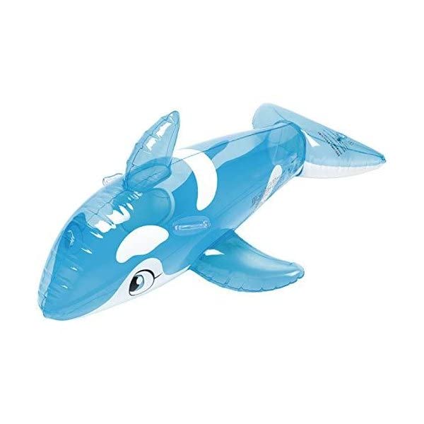 Mini Killer Whale Float, Inflatable Ring, Easy Air Valve, Killer Whale, Blue, 130 x 83 cm, Set (Float, Slider Bag)