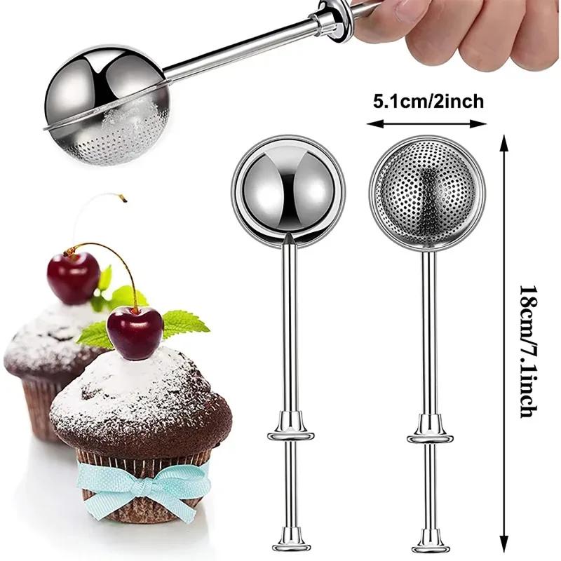1PC Tea Strainer powder Shaker Ball Retractable Half Drain Sugar Duster Flour Sugar Sieve baking accessories
