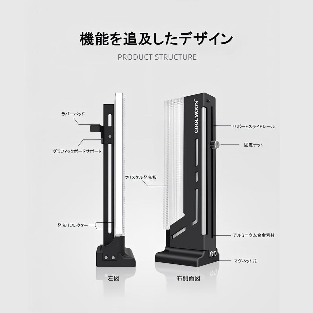 Small Lab COOLMOON Graphics Card Holder for and Video Magnetic Stand, Bracket, LED, ARGB, 5V, 3-pin GPUs, Cards, Support, Anti-Drop, Anti-Fall (White)