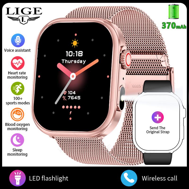 LIGE Novo Smartwatch 2.01 polegadas Chamada Bluetooth Esportes ao Ar Livre À Prova d'Água Smartwatch Masculino
