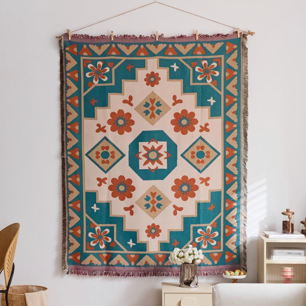 Retro Star and Moon Cloud Scene Hanging Cloth Art Style Fabric Hanging Painting Homestay Wall Decoration Background Cloth Cotton Yarn Fringed Tapestry