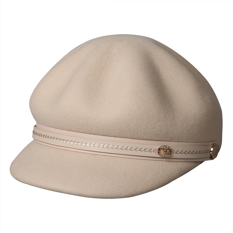 New Autumn and Winter Hats Women's Often Versatile Wool Octagonal Hats Women's Berets Versatile Peaked Caps