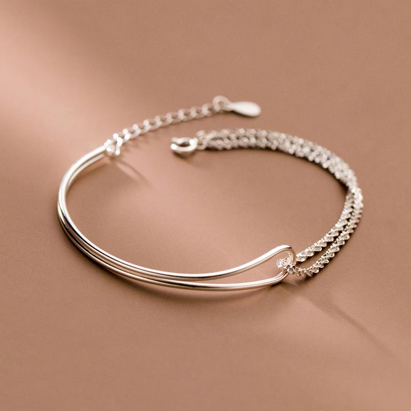 925 Silver Double-Layer Starry Sky Bracelet Asymmetric Hollow Bracelet Personalized Fashion Jewelry Free 20cm