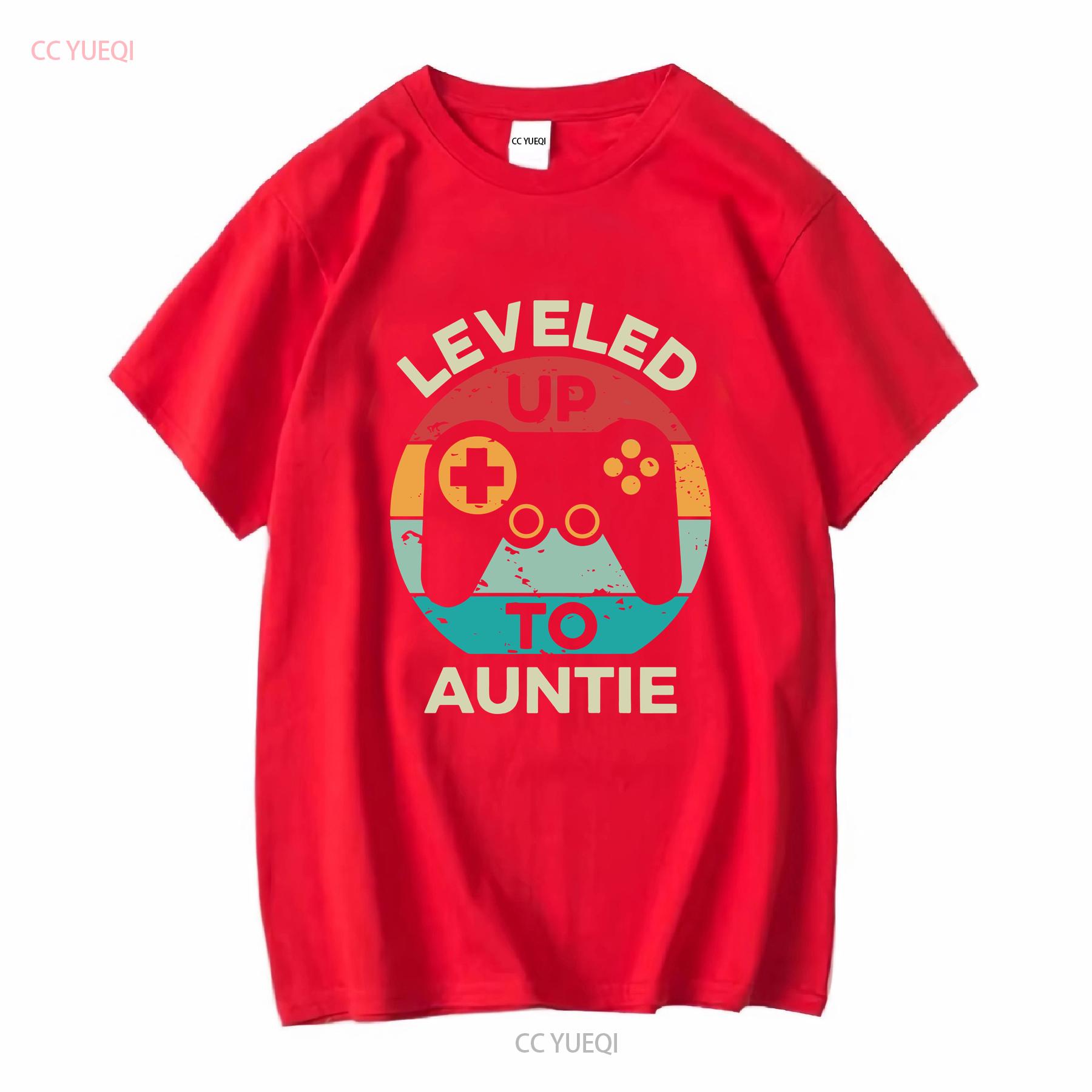 Leveled Up To Auntie T Shirt GifT Best Promoted Xmas Aunt Pregnancy Announcement New long or short sleeves vintage Washed S