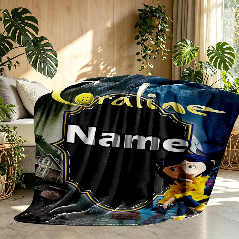 Custom Name Personalized Coraline Print Blanket, Home Decor, Bedroom, Sofa, Camping, Couch, Gifts for Birthday ChristmasEnthusiasts