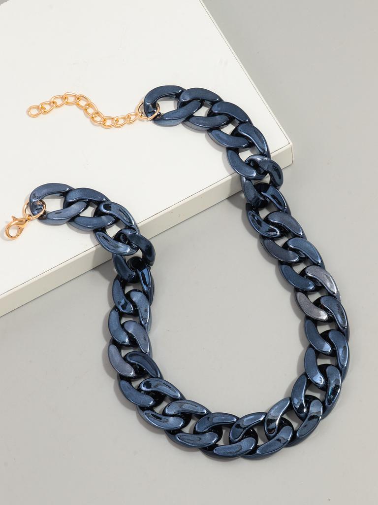 Fashion Hip Hop Metal Color Acrylic Chunky Necklace for Women Men Vintage Glossy Resin Cuban Link Chain Choker Y2K Jewelry Gifts