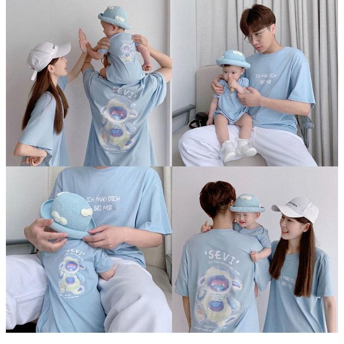 Summer Family Matching T Shirts with Cute Bear Print for Parents and Kids 90