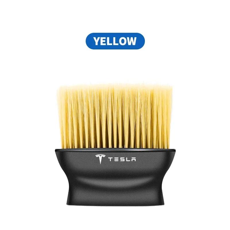 

Car Sticker 2025 New Tesla Car Soft Brush Car Crevice Dust Removal Artifact Brush for Tesla Model 3 Y S X Roadster Cybertruck Ju жовтий