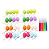 32x Easter Egg Ornaments DIY Kit Artificial Eggs Paintable Unfinished Smooth with Hanging Ropes for