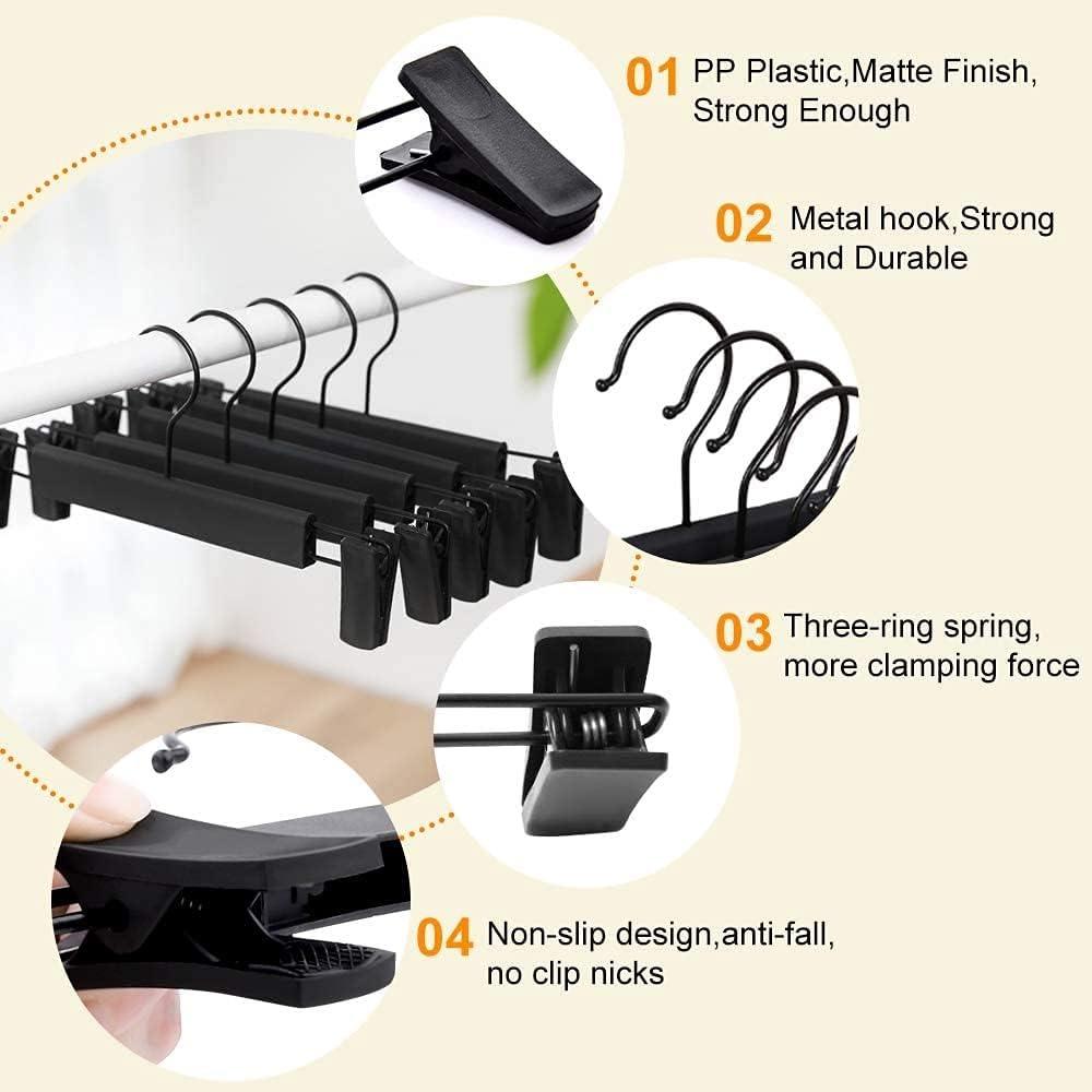 Věšáky na kalhoty s klipy, Věšáky na sukně, Otočné háčky o 360°, Prostorově úsporné věšáky na kalhoty, sukně, oblečení, džíny