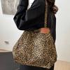 Large Capacity Leopard Print Shoulder Bag Square Women Handbag Simple Canvas Tote Bag  Shopping