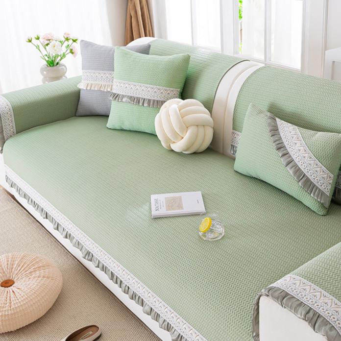 Summer French Cold Bean Sofa Cushion New Cool Feeling Ice Silk High Feeling Summer Non-slip Cover Cloth Towel