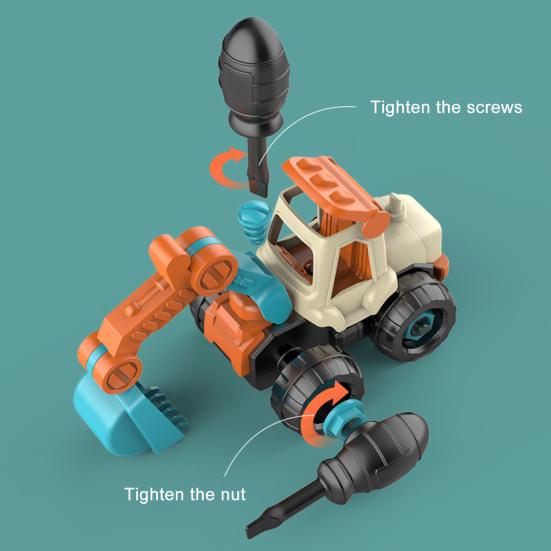 4Pcs/Set Engineering Vehicle Toy with Screwdriver Realistic Educational Detachable Assembly Construction Truck Kit for Children