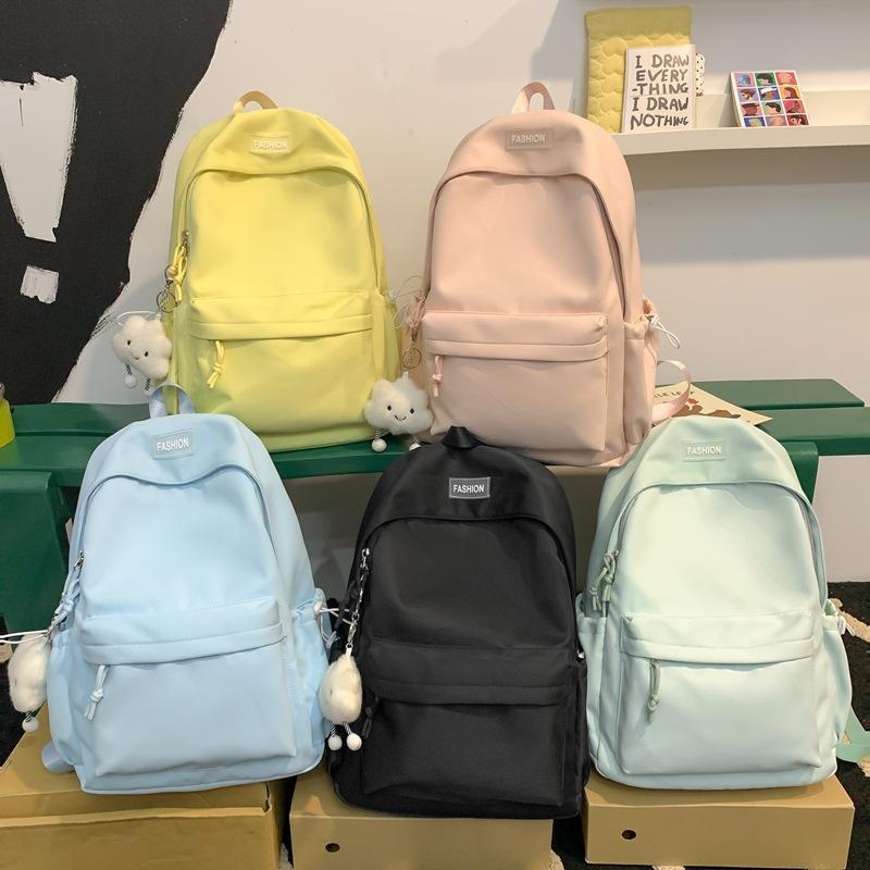 School bag female college student soft waxy milk yellow backpack simple ins large capacity junior high school student appearance backpack