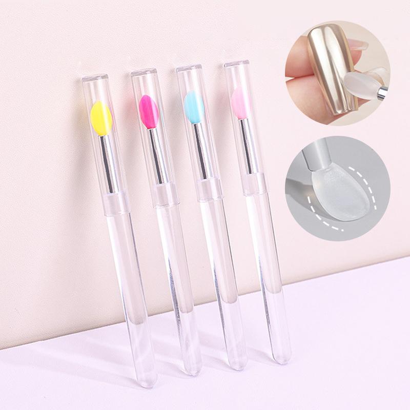 1/5 stk Nail Arts Silikonapplikatorpinner Gjenbrukbare Krom Glitter Påføring Manikyrverktøy Lett-Dupp Pigment Silikon Neglebørste