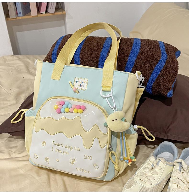 Schoolbag high-end college style junior high school student schoolbag female cream pain bag backpack fresh and cute large capacity backpack