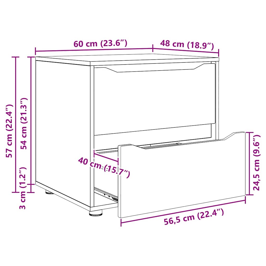Storage Cabinet White 60 x 48 x 57 cm Engineered Wood