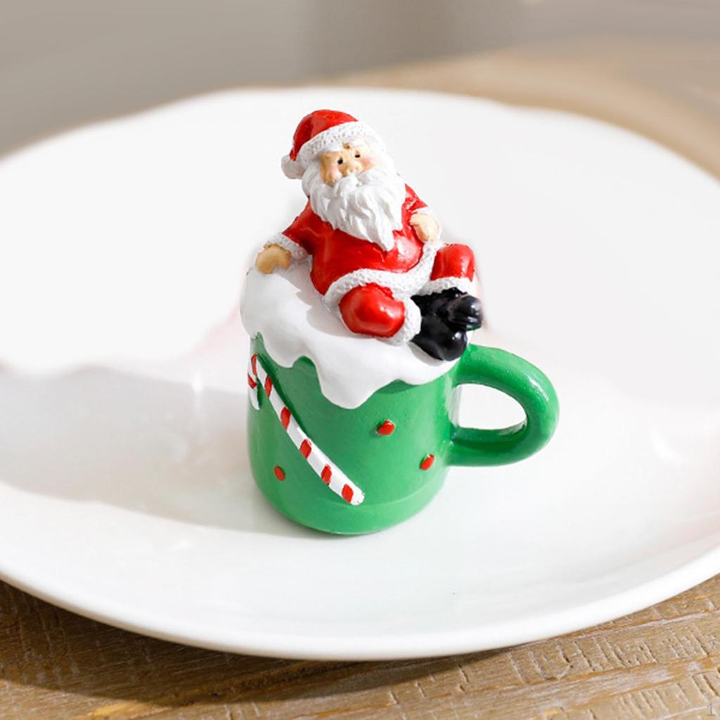 Christmas Resin Figurine Small Cute Xmas Statue Window Display Living Room Crafts Shelf TV Stand