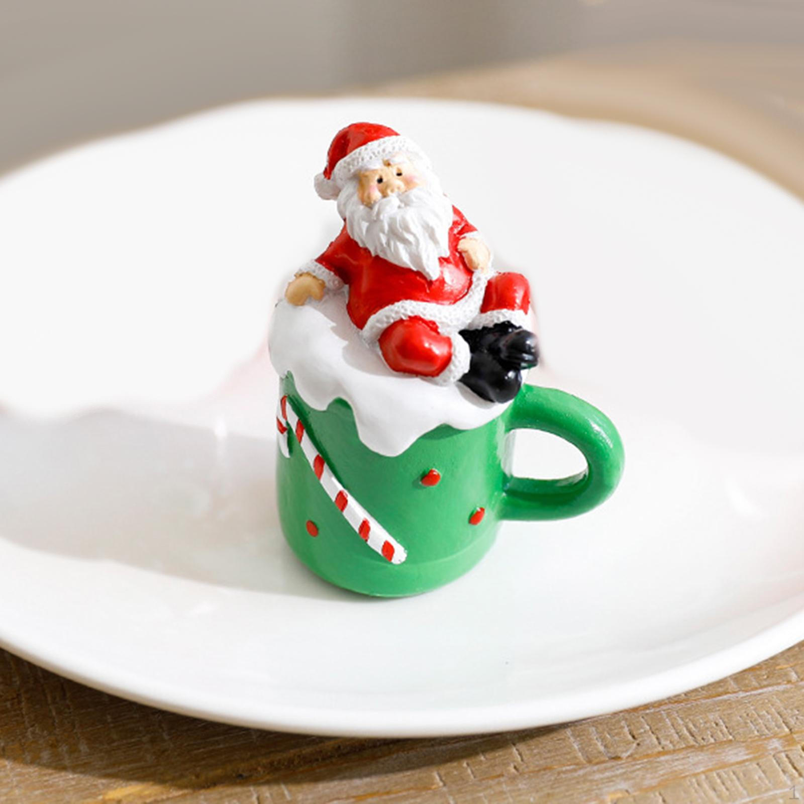 

Рождественская статуэтка из смолы, маленькая милая рождественская статуэтка, витрина для гостиной, полка для поделок, подставка под телевизор Santa Claus teacup