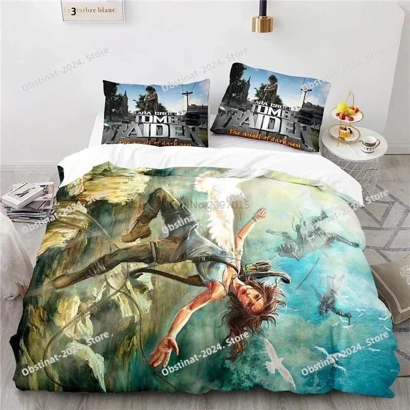 Game Tomb Raider Bedding Set Popular Sexy Laura Bedding Set Comforter Duvet Cover Pillow Case 3 Pieces Sets Kids Adult Size
