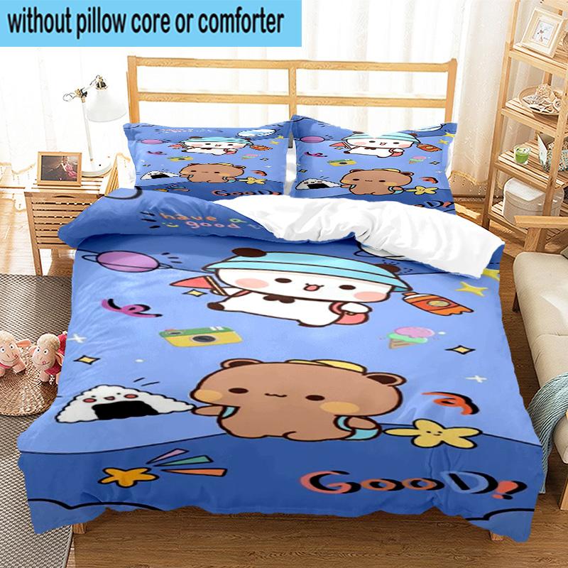 3PCS Bobo Dudu In Love  3pcs Bedding,Including 3PCS Duvet Cover And 2pcs Pillowcases Perfect for Christmas,Ideal for Bedroom, Dormitory