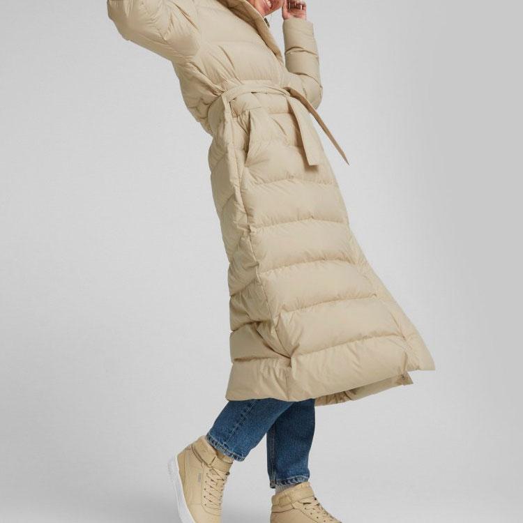 Puma Logo Print Hooded Down Jacket Women Jacket Yellow 672278-67