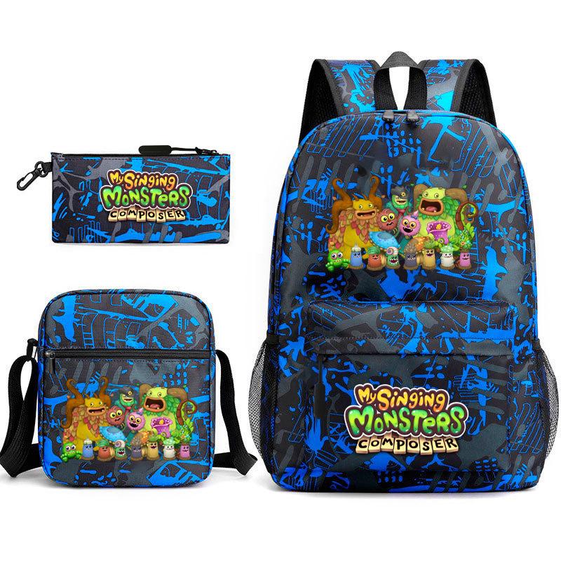 2024 New Monster Concert Starry Sky Backpack My Singing Monsters Elementary School Bag Three-piece Set