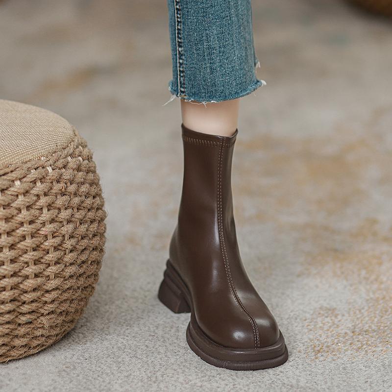 Fashion British Style Low Heel Women Ankle Boots Fashion Spring Autumn Shoes Ladies Elastic Slimming Mordern Short Booties