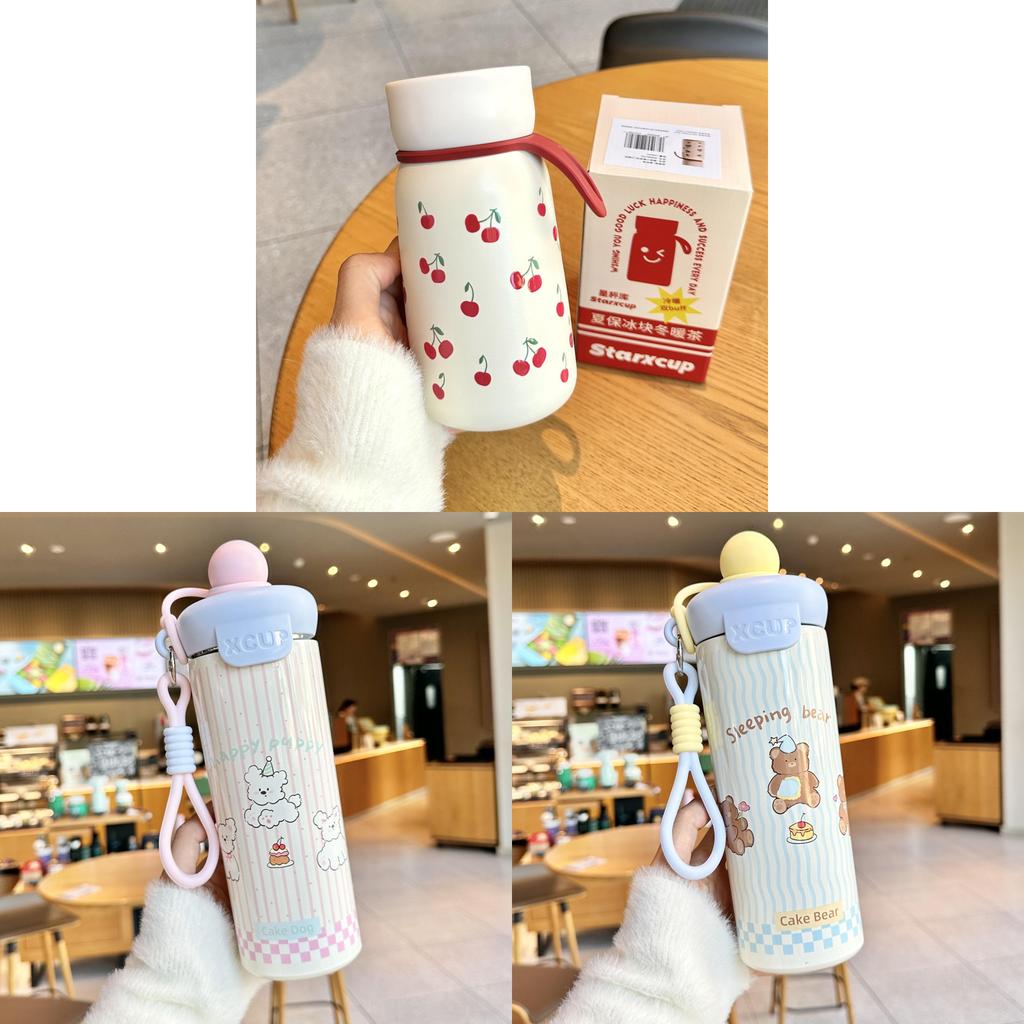 Cartoon Dog Kids Reusable Insulated Water Bottle With Handle For School And Travel