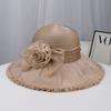British Style Mesh Gauze Hat Spring and Summer New Women's Sunscreen Big Eaves Flower Lace Sunshade Fashionable and Elegant Top Hat