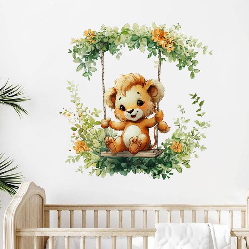New Lion Stickers: PVC Self-Adhesive Wallpaper for Living Room, Bedroom, and Kids  Room - Cute Animal Design