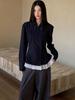Women's Korean Style Ruffle Lapel Double-Breasted Long Sleeve Shirt for Early Autumn