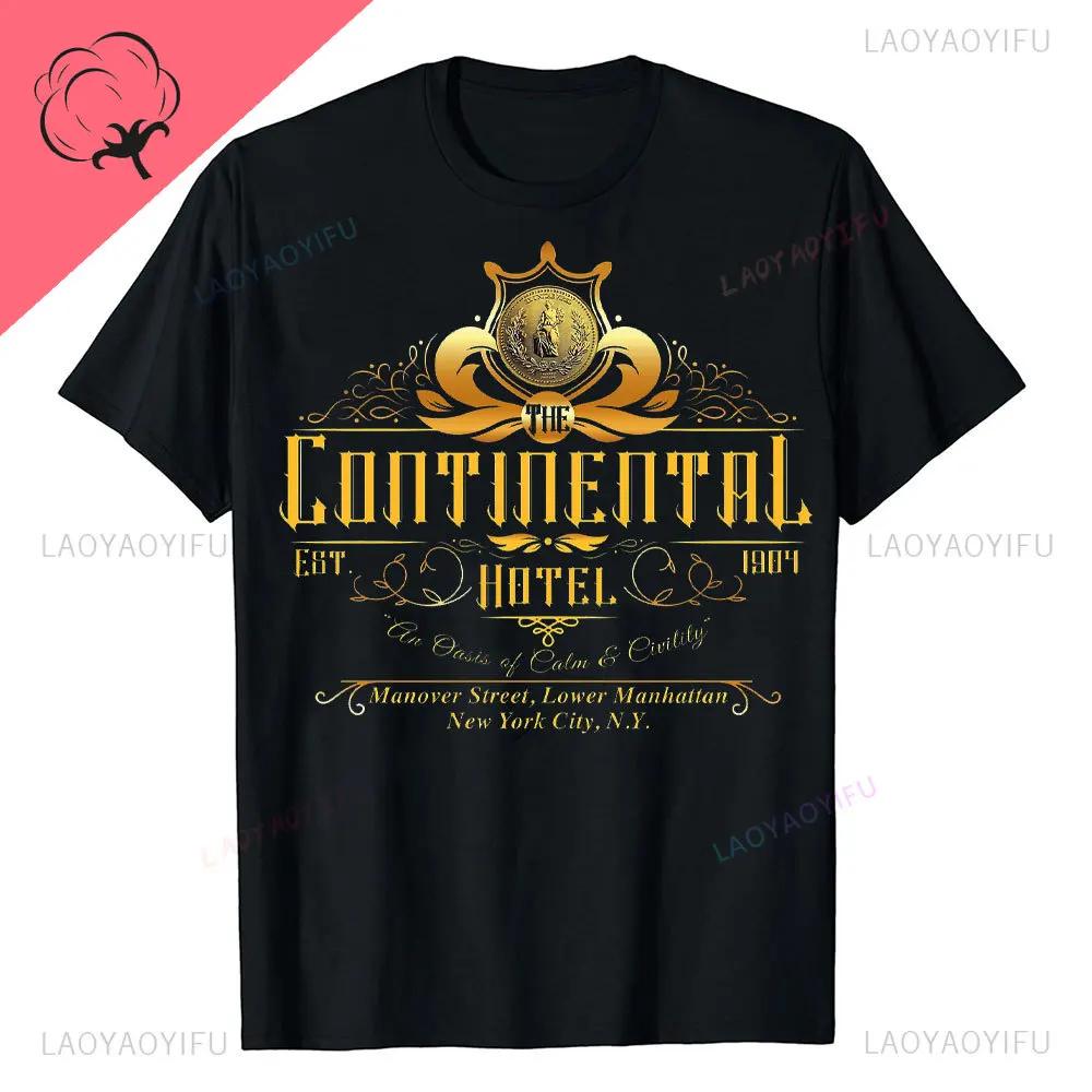 John Wick Movie Printed T Shirt Continental NYC Adult Short Sleeve Action Thriller Vintage Style Graphic Oneck Summer Tees