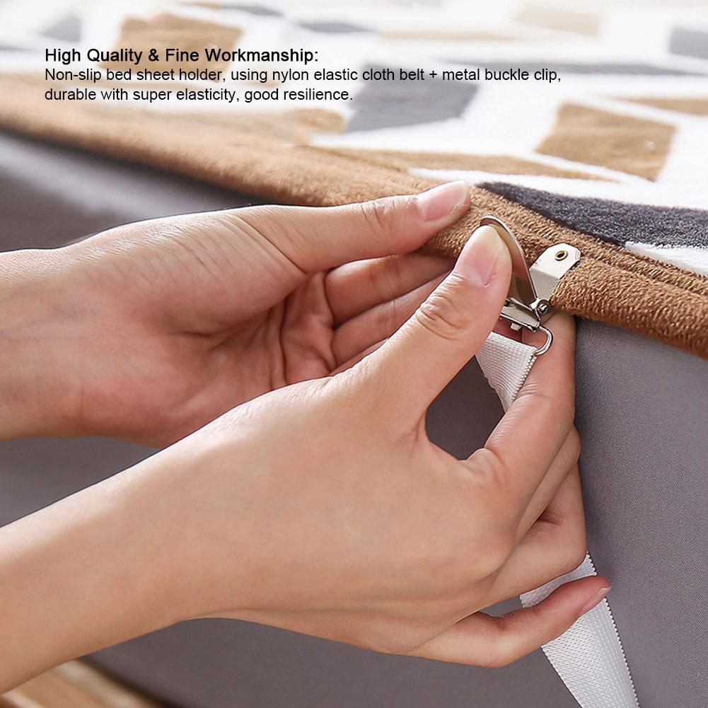 2PCS Bed Sheet Holder Antislip Fixing Buckle Adjustable Elastic Straps Clips