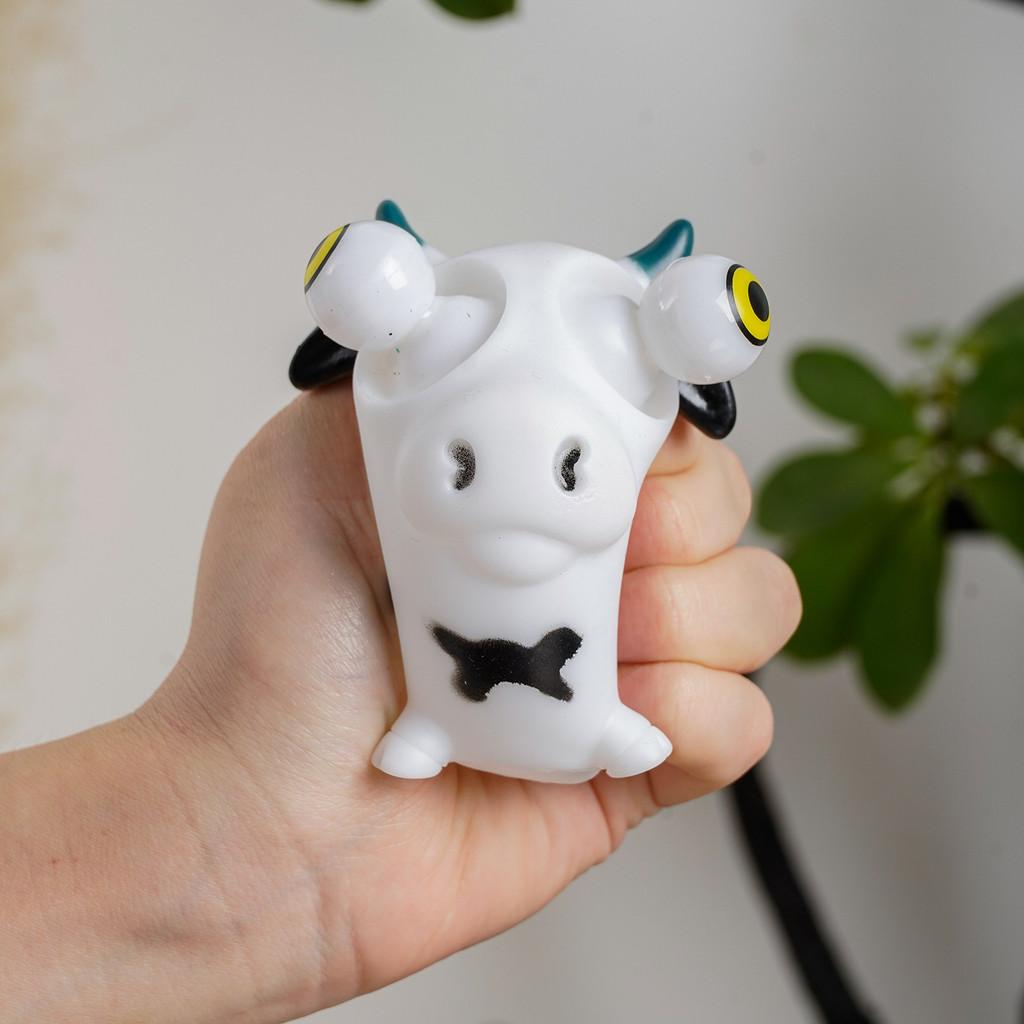 Soft White Cow Shaped Squeezing Toy Tpr Material Stress Relief Coordination Hand