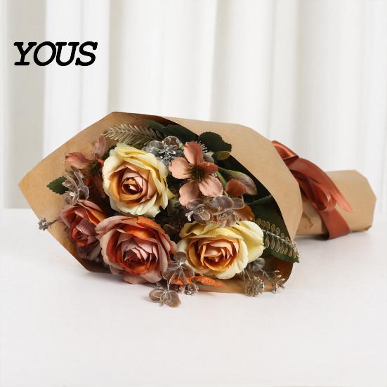 Soft Pastel Flowers Artificial Rose Bouquet for Wedding Bridal, Fake Photography Props Home Decoration And Props, Realistic Art Craft